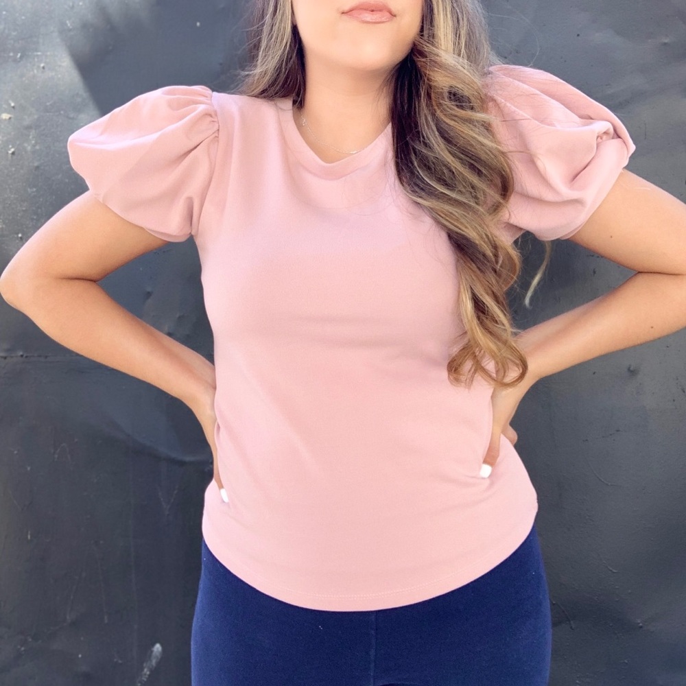 Blush puffy sleeve top